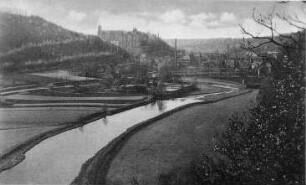 Nossen. Blick von der Seminarbastei auf Schloß Nossen und Rodigt, Ansichtskarte