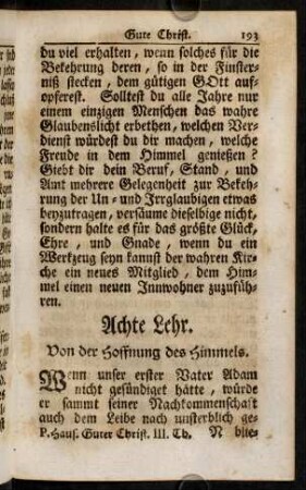 193-208, Achte Lehr. Von der Hoffnung des Himmels