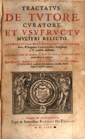 Tractatus de Tutore, Curatore et usu fructu mulieri relicto