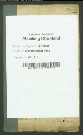 Pensionsgesuch des ehemaligen Kreisdirektors Sinsteden zu Kleve