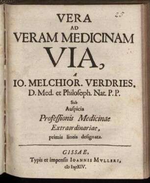 Vera Ad Veram Medicinam Via