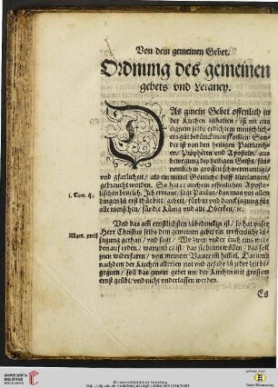 Ordnung des gemeinen gebets vnd Letaney