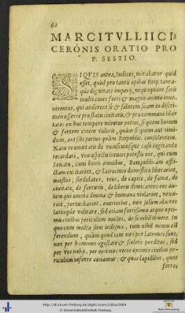 Marci Tullii Ciceronis Oratio Pro Publio Sestio