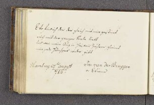 Jos. van der Bruggen. – Hamburg, 27.08.1784