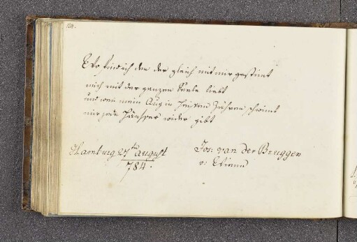 Jos. van der Bruggen. – Hamburg, 27.08.1784