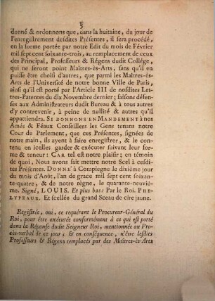 Déclaration du Roi, concernant le Collége d'Auxerre : données à Compiegne le 10 Août 1764