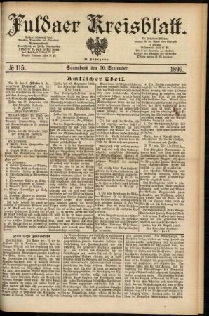 Erste Ausgabe vom Samstag, den 30. September 1899.