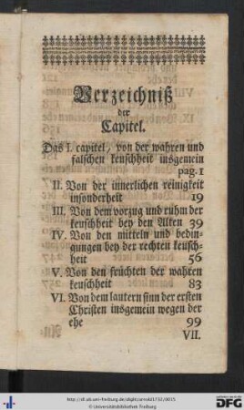 Verzeichniß der Capitel.