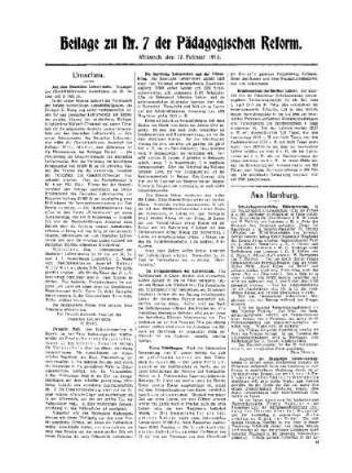 Umschau : Beilage zu Nr. 7 der Pädagogischen Reform