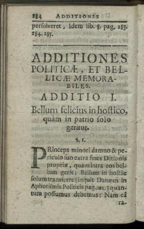 Additio I. - Additio VIII.