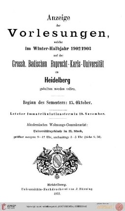 Wintersemester 1902/1903