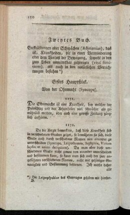 Erstes Hauptstück. Von der Ohnmacht (Syncope).