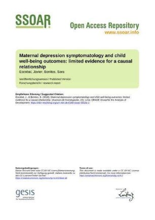 Maternal depression symptomatology and child well-being outcomes: limited evidence for a causal relationship
