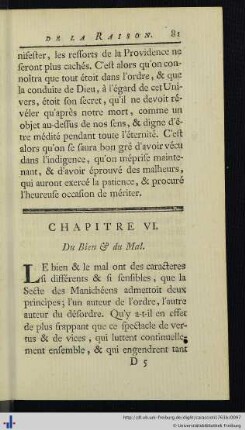 Chap. VI. Du Bien et du Mal.
