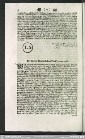 N.4. Der vierdte Reichs-Lehen-Brieff de Anno 1468