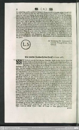 N.4. Der vierdte Reichs-Lehen-Brieff de Anno 1468
