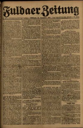 Erste Ausgabe vom Mittwoch, den 26. November 1919.
