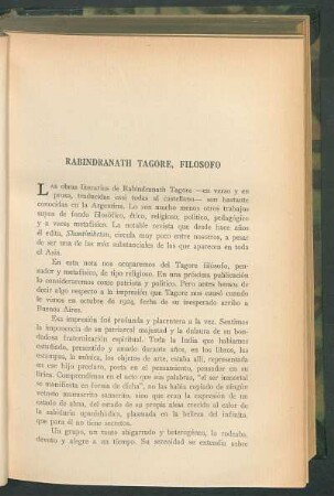 Rabindranath Tagore, filósofo