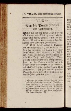 VII. Cap. Von der Bienen Kriegen und Raubereyen