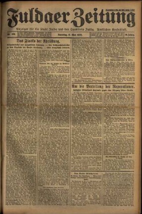 Erste Ausgabe vom Samstag, den 11. Mai 1929.