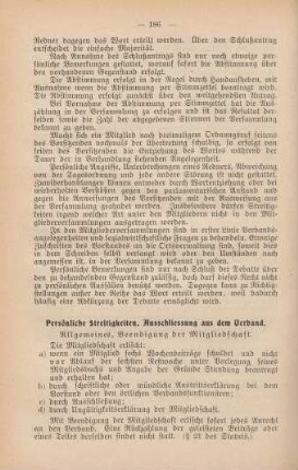 Persönliche Streitigkeiten, Ausschliessung aus dem Verband.