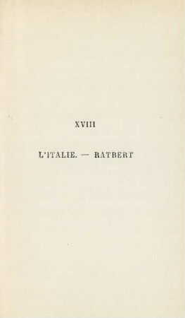 XVIII. L'Italie. - Ratbert