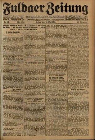 Erste Ausgabe vom Freitag, den 14. Mai 1915.