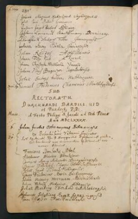 Sommerhalbjahr 1690. Rektorat Burkhard Bardili