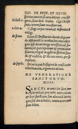 De Veneratione Sanctorum. XIIII.
