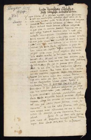 Todesanzeige des Prof. Dr. Andreas Bayerus, 1635.