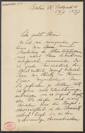 Brief an B. Schott's Söhne : 23.07.1897