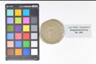 Siegler: Paderborn, Stift St. Patrokli Überlieferungsart: Nachbildung. Stoff: Kunststoff Farbe: grün Form: rund. Durchmesser: Art: Typ: Umschrift:
