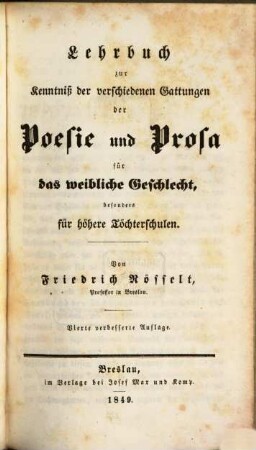 Lehrbuch der deutschen Literatur für das weibliche Geschlecht besonders für höhere Töchterschulen, 1