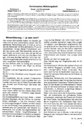 Winterfütterung - ja oder nein?