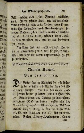Neuntes Kapitel. Von den Reisen.