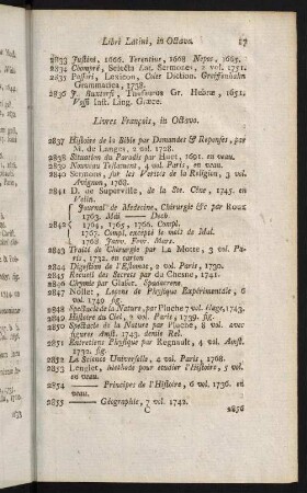17-31, Livres Francois, in Octavom - Nederduitsche Boeken &c. in Octavo