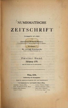 Numismatische Zeitschrift. 2. 1870