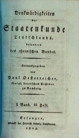 Denkwuerdigkeiten der Staatenkunde Teutschlands, 1,2