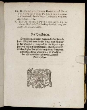 An Buchbinder.