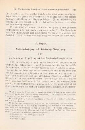 15. Kapitel. Auseinandersetzung und statutarische Nutznießung