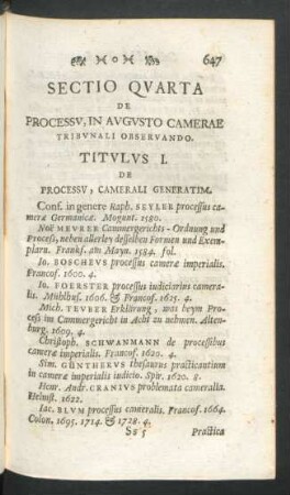 Titulus I. De Processu, Camerali Generatim.