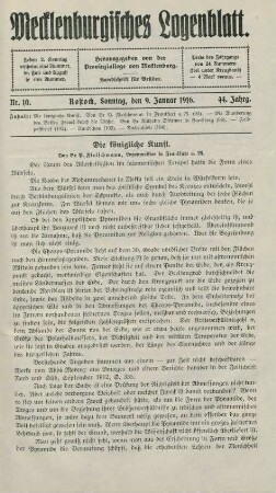 Nr. 10. Rostock, Sonntag, den 9. Januar 1916.