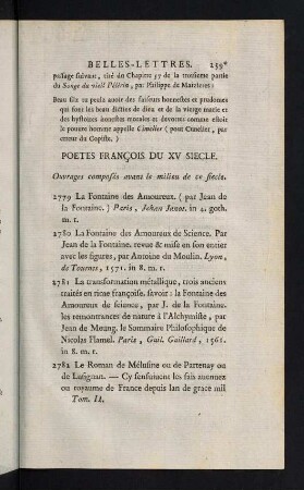 259-302, Poetes François du XV Siecle