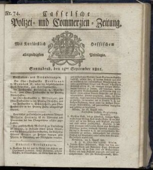 Nr. 74, Sonnabend den 15ten September. 1821