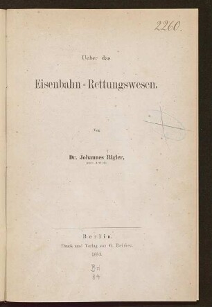 Ueber das Eisenbahn-Rettungswesen