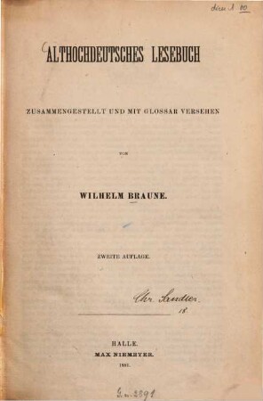 Althochdeutsches Lesebuch