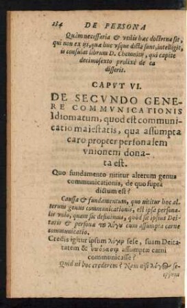 Caput VI. De Secundo Genere Communicationis Idiomatum, quod est communicatio maiestatis ...