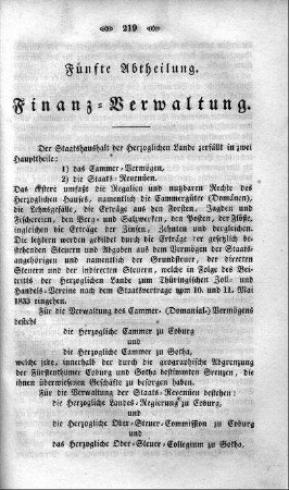 5. Abtheilung : Finanz-Verwaltung