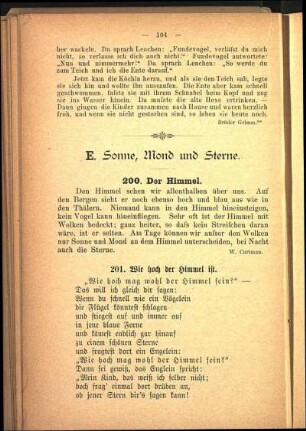 E. Sonne, Mond und Sterne.