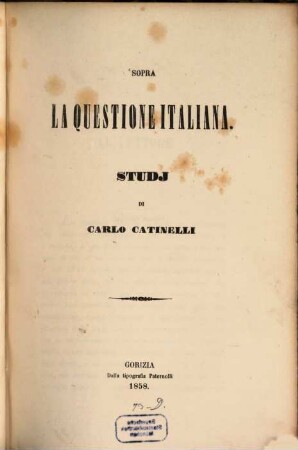 Sopra la questione Italiana : Studj